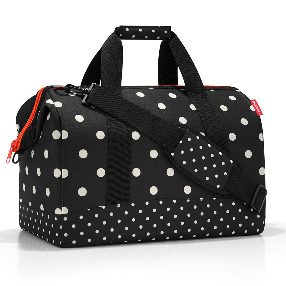 Cestovní taška Reisenthel Allrounder L mixed dots | 32 l | černá | Mixed dots | 48x29xV.39,5 cm | Reisenthel | v ruce, přes rameno
