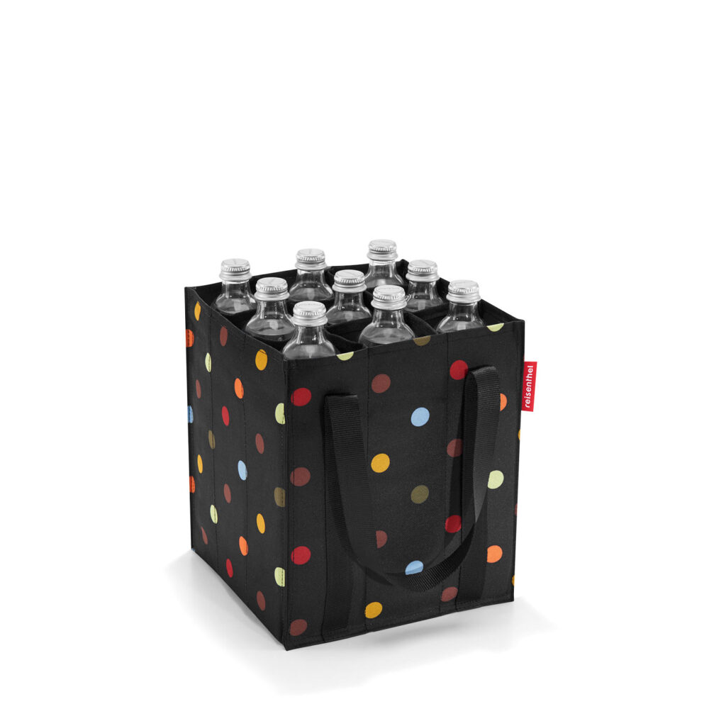 Taška na láhve Reisenthel Bottlebag dots | 9x1,5 l | černá | Dots | 24x24xV.28 cm | Reisenthel | v ruce