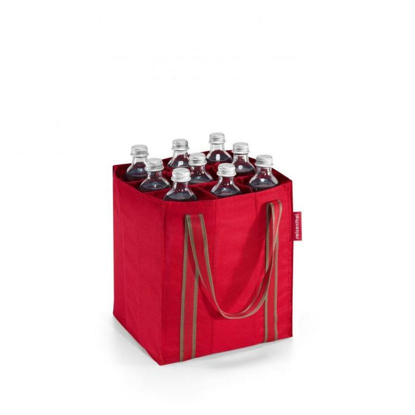 Taška na láhve Reisenthel Bottlebag red stripes | 9x1,5 l | červená | Red | 24x24xV.28 cm | Reisenthel | v ruce