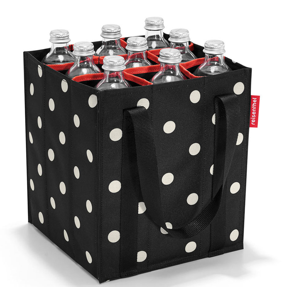 Taška na láhve Reisenthel Bottlebag mixed dots | 9x1,5 l | černá | Mixed dots | 24x24xV.28 cm | Reisenthel | v ruce