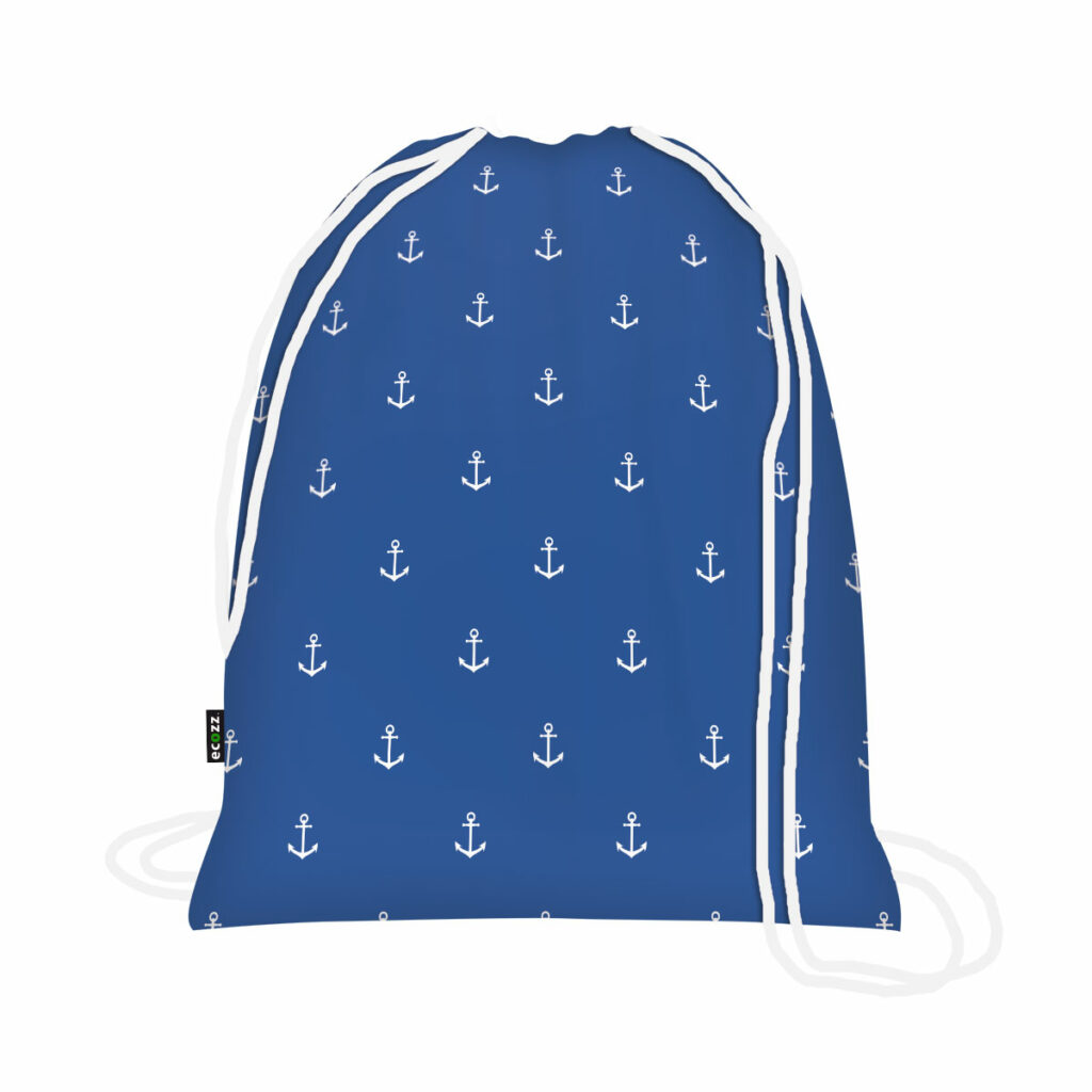Pytlík Ecozz Eco Backpack retro anchors | 15 l | modrá | | 47 x 37 cm | Ecozz | v ruce, na zádech