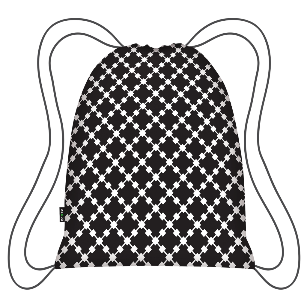 Pytlík Ecozz Eco Backpack black squares | 15 l | černá | | 47 x 37 cm | Ecozz | v ruce, na zádech