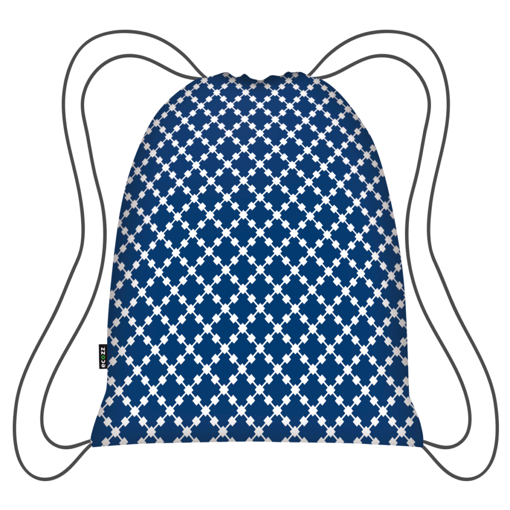 Pytlík Ecozz Eco Backpack blue squares | 15 l | modrá | | 47 x 37 cm | Ecozz | v ruce, na zádech