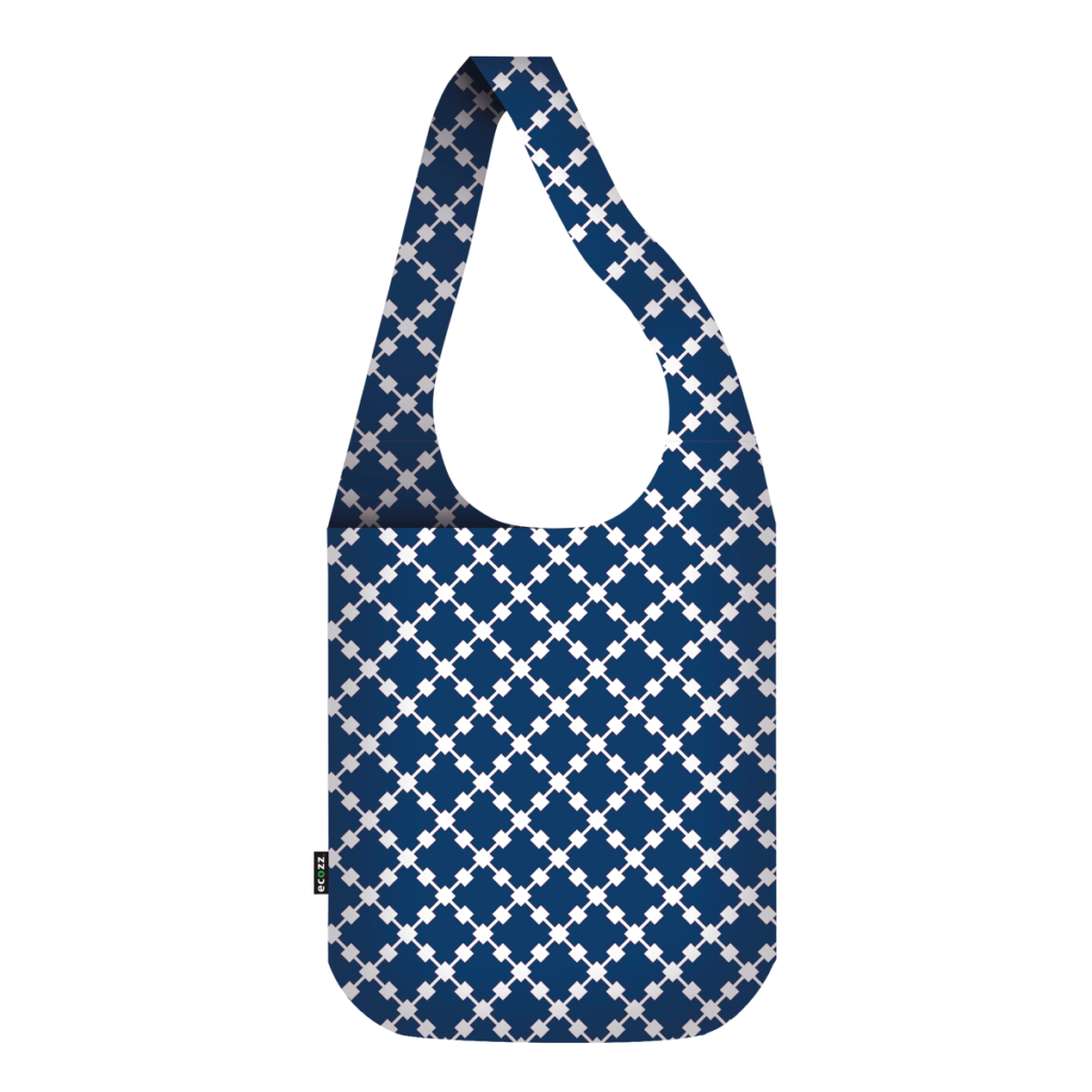 Nákupní taška Ecozz Crossbodybag blue squares | 15 l | modrá | | 35 x 41 x 10 cm | Ecozz | přes rameno