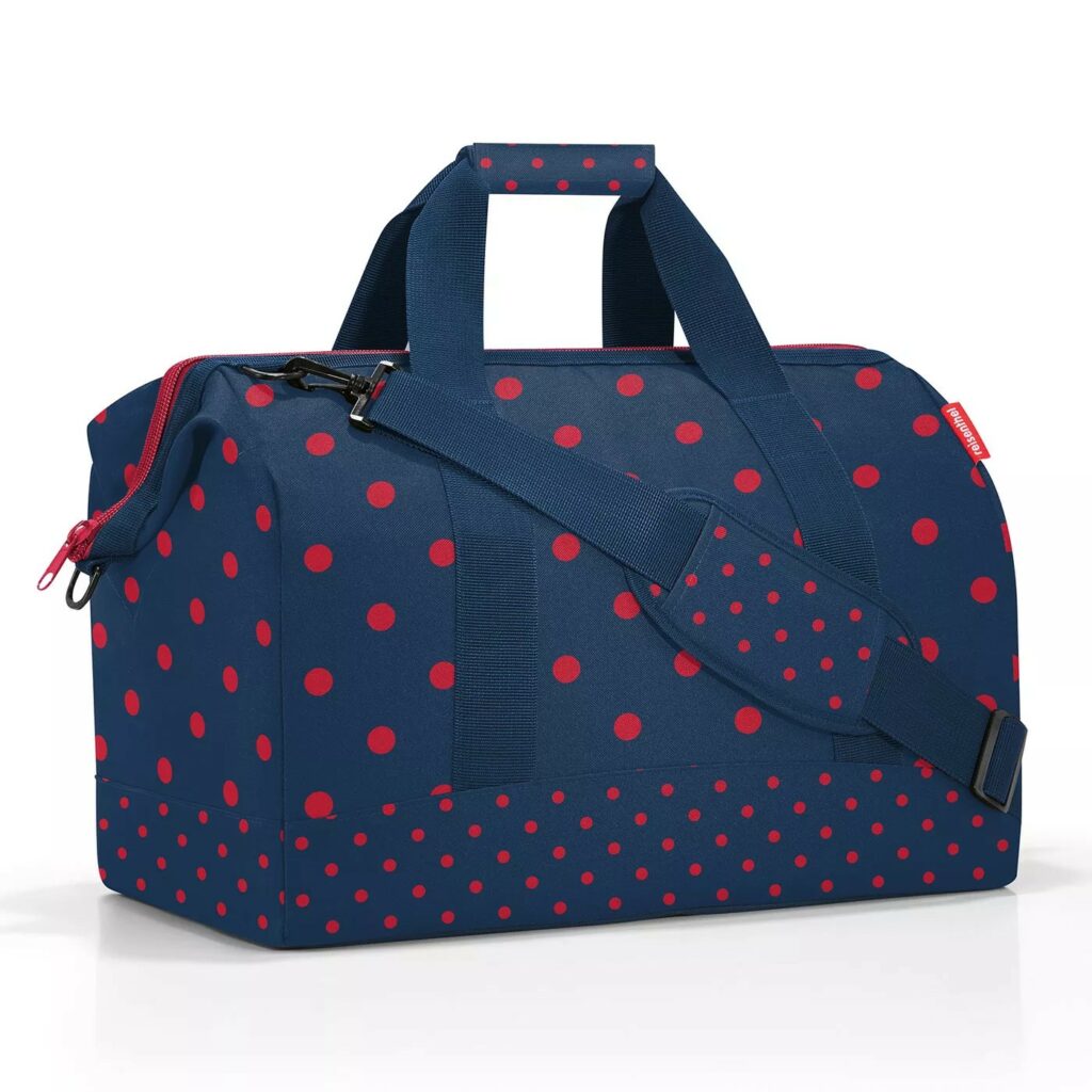 Cestovní taška Reisenthel Allrounder L mixed dots red | 32 l | modrá | Mixed dots red | 48x29xV.39,5 cm | Reisenthel | v ruce, přes rameno