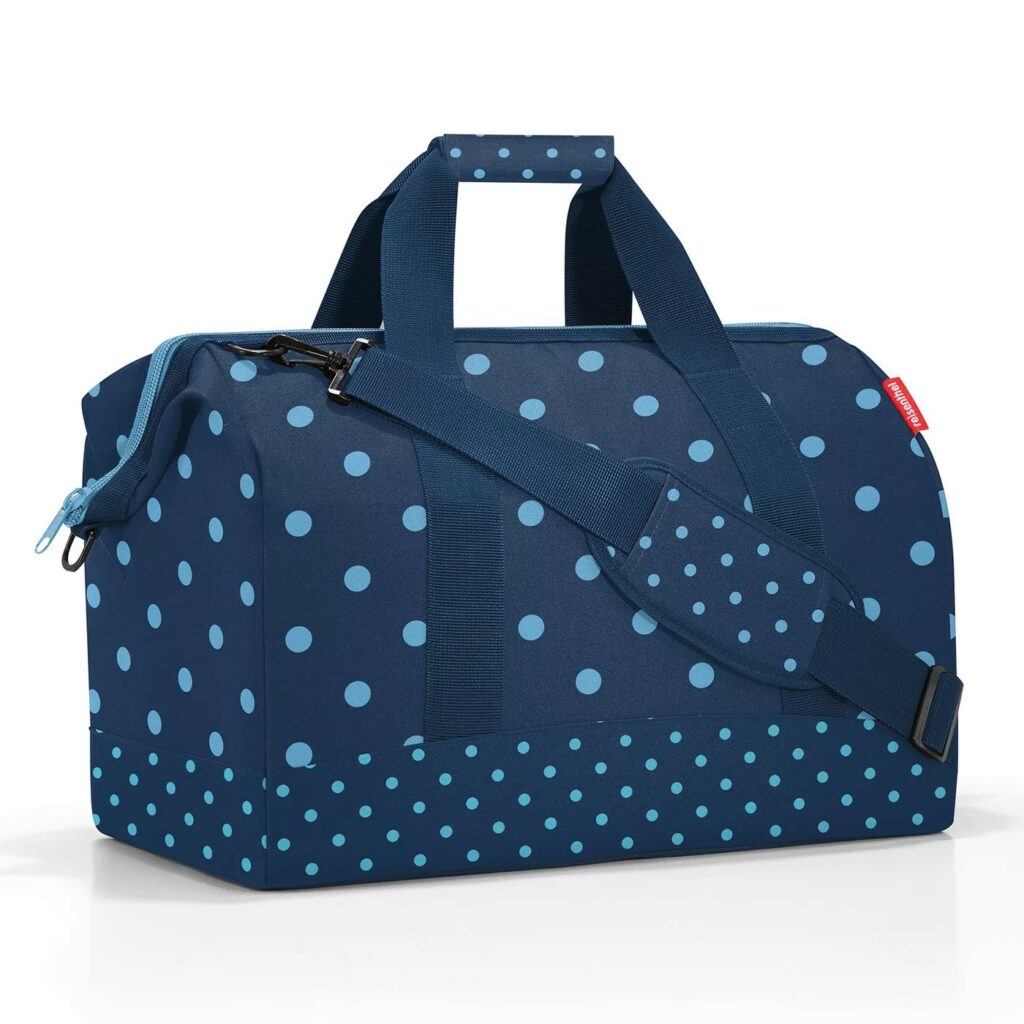 Cestovní taška Reisenthel Allrounder L mixed dots blue | 32 l | modrá | Mixed dots blue | 48x29xV.39,5 cm | Reisenthel | v ruce, přes rameno