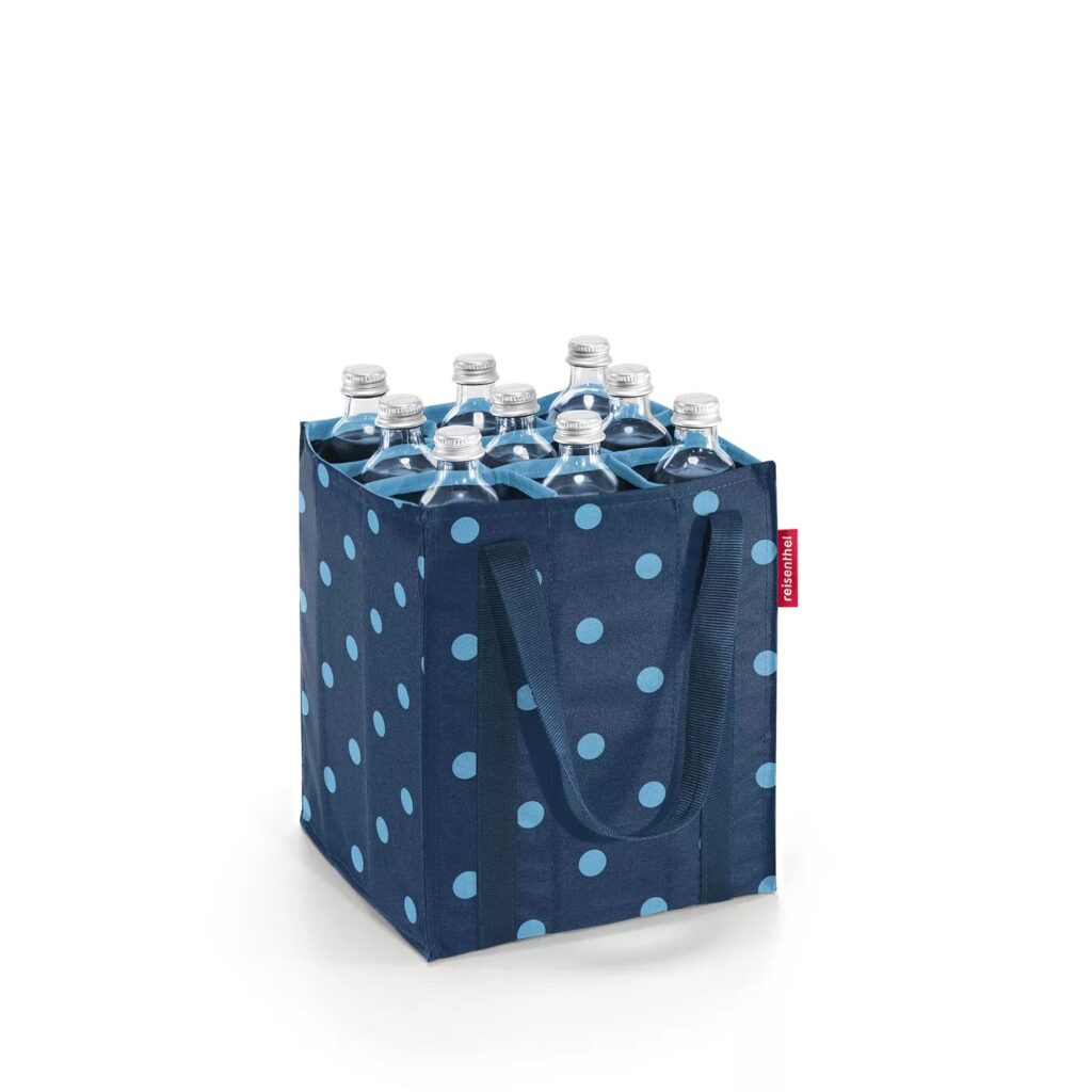 Taška na láhve Reisenthel Bottlebag mixed dots blue | 9x1,5 l | modrá | Mixed dots blue | 24x24xV.28 cm | Reisenthel | v ruce
