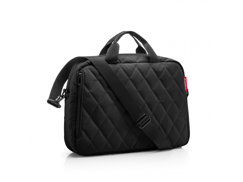 Taška na netbook Reisenthel Netbook bag rhombus black | 8,5 l | černá | Rhombus black | 40 x 28,5 x 10 cm | Reisenthel | v ruce, přes rameno
